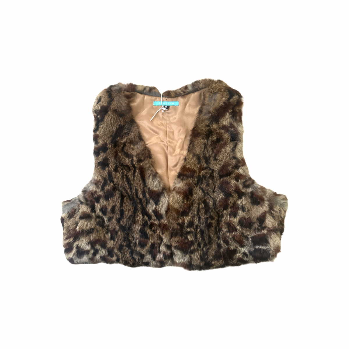 Leopard Print Rabbit Fur Cropped Vest