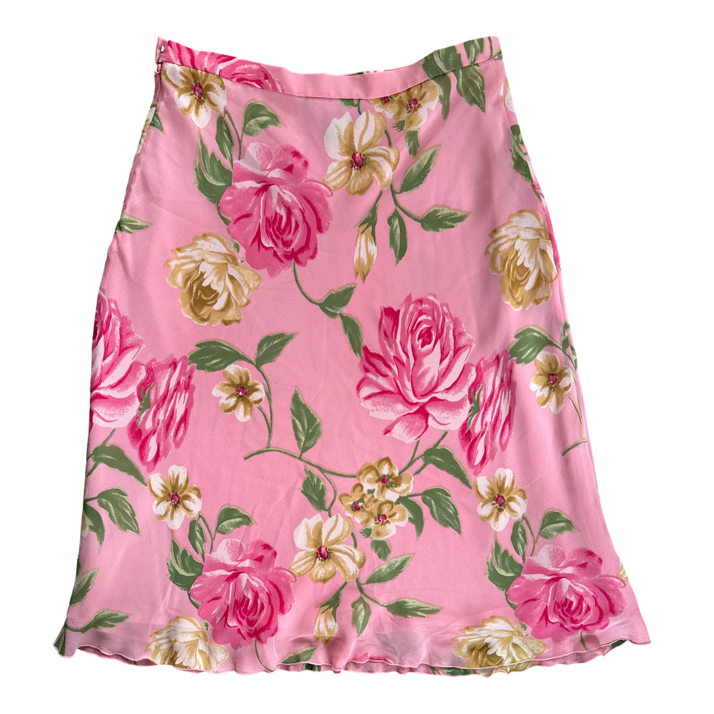Vintage Silk Floral Midi Skirt
