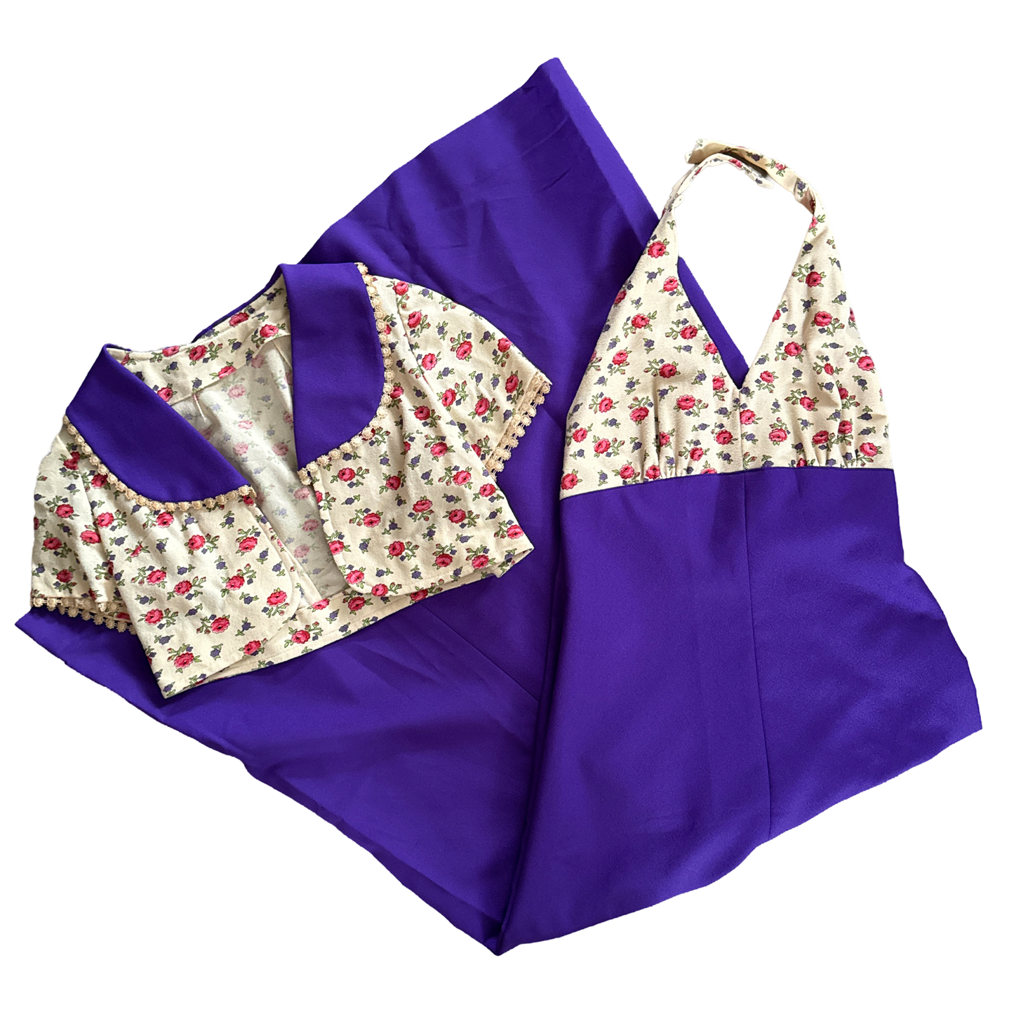 Vintage Handmade Floral 2 Piece Maxi Dress Set