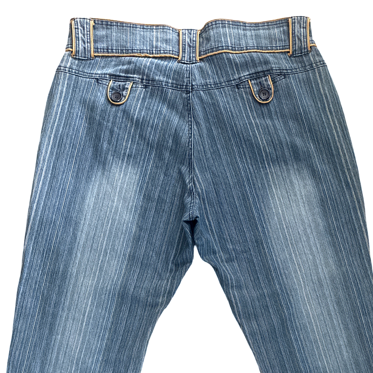 Vintage Y2K Pinstripe Embellished Flare Bootcut Jeans