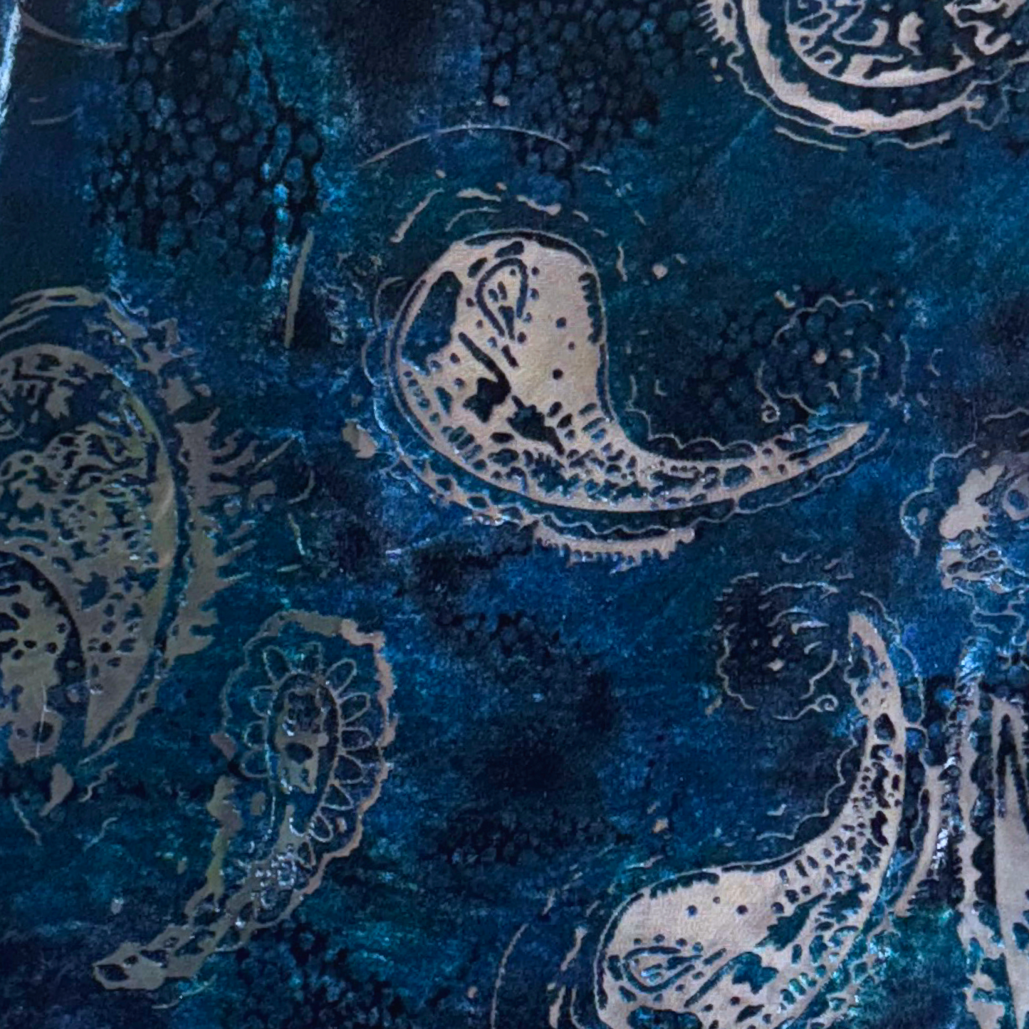 Vintage Y2K Blue Paisley Burnout Velvet Kimono Shawl Whimsigoth Witchy Boho