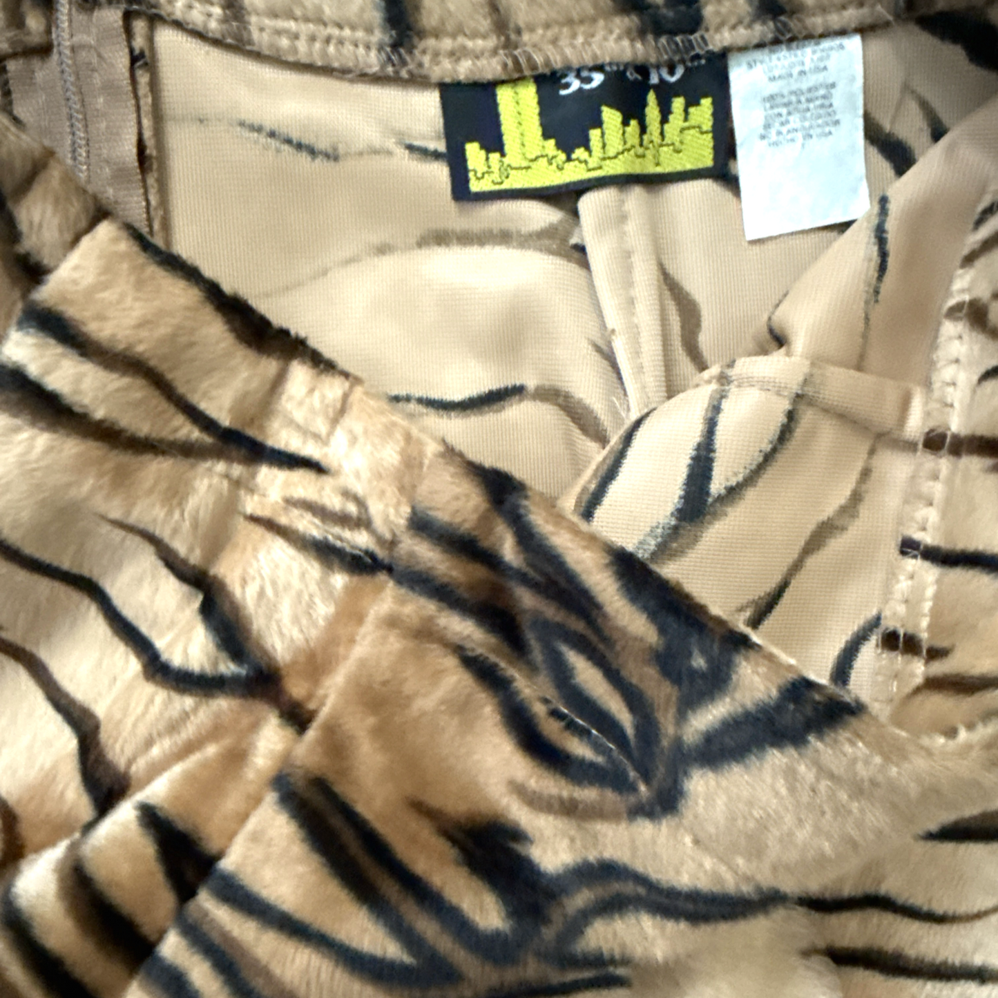 Vintage Tiger Print Faux Fur Mini Skirt