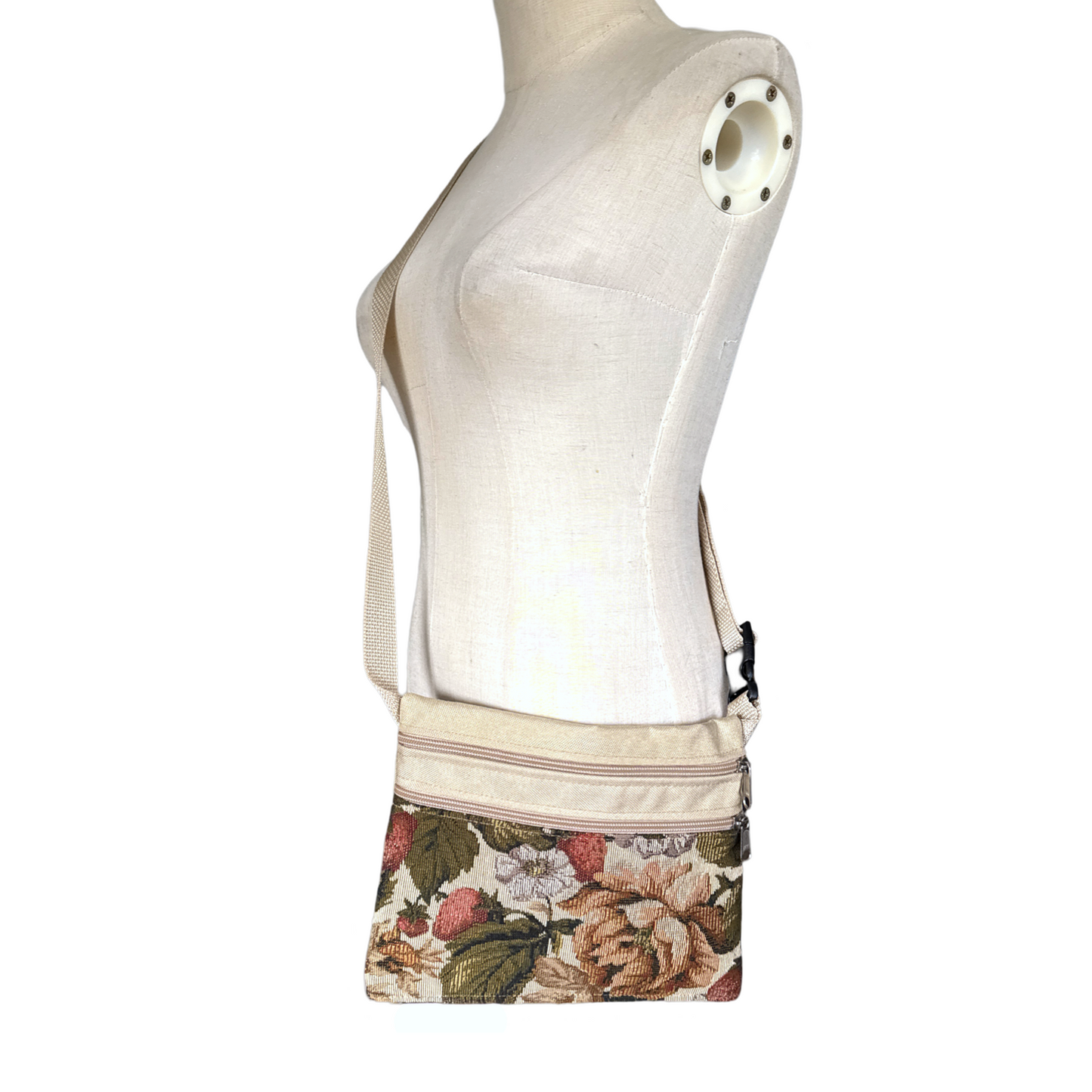 Vintage Strawberry Tapestry Belt Crossbody Bag