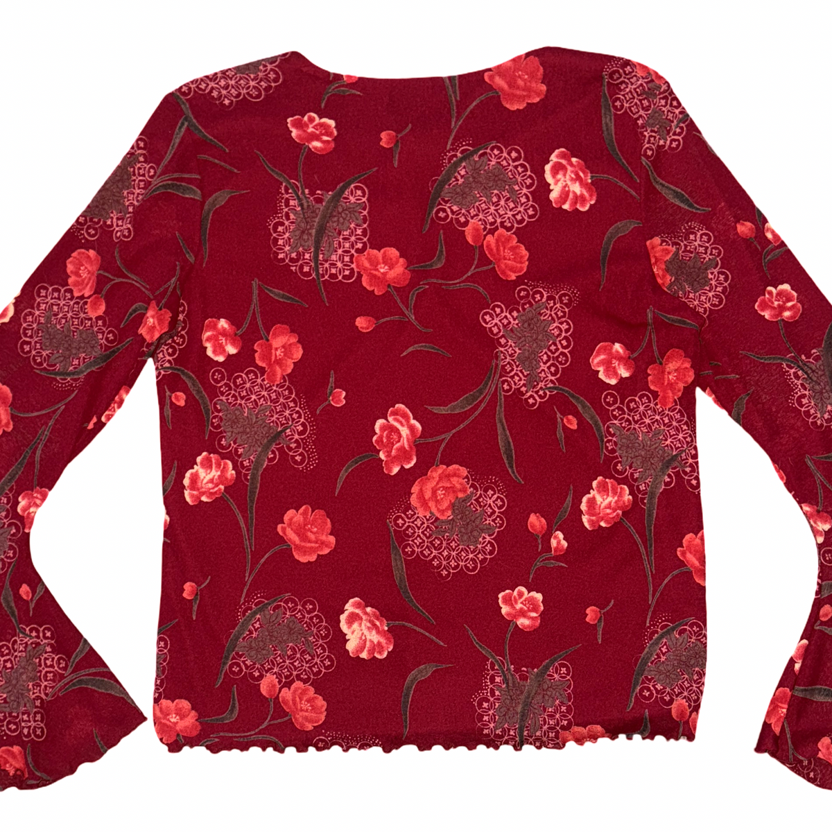 Vintage Y2K Floral Print Bell Flare Sleeve Top