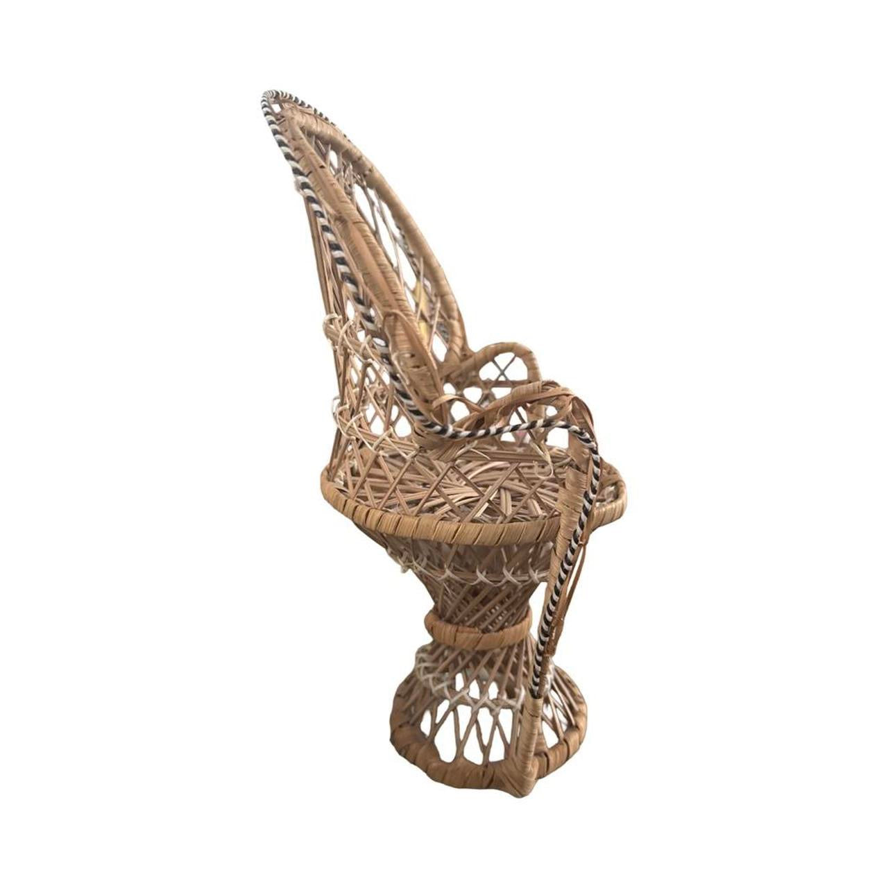 Vintage Mini Wicker Peacock Chair