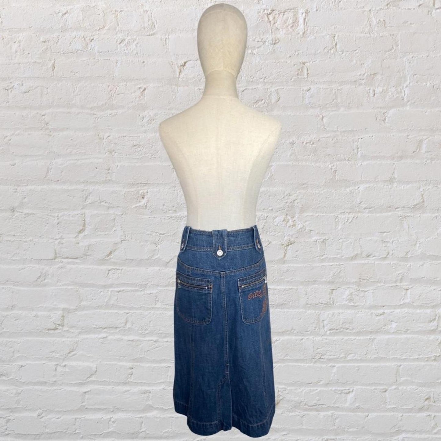 Vintage 90's Embroidered Denim Skirt