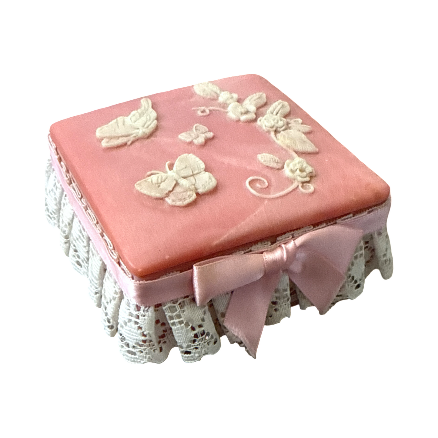 Vintage Lace Butterfly Trinket Box