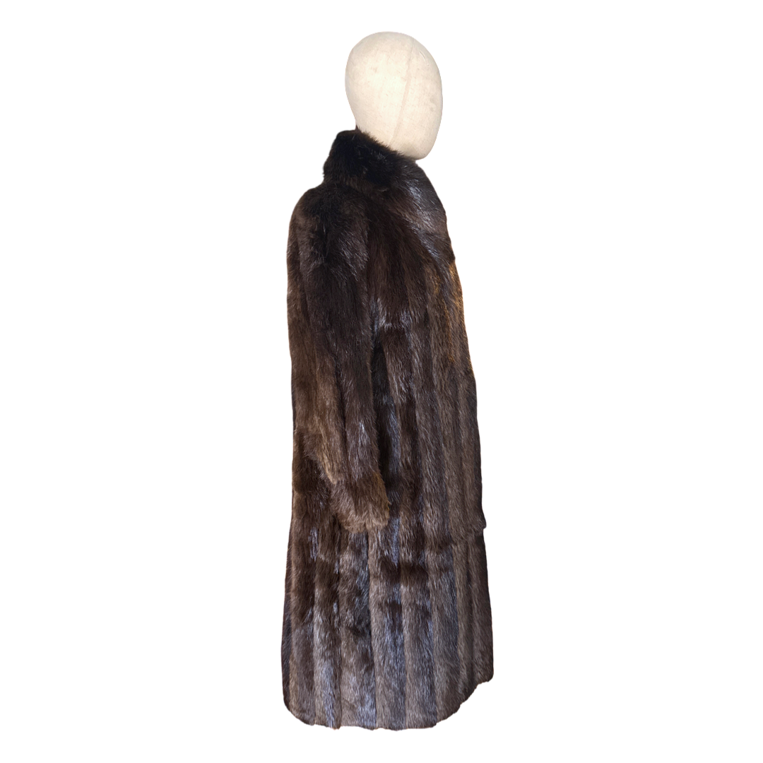 Vintage Brown Opposum Long Fur Coat