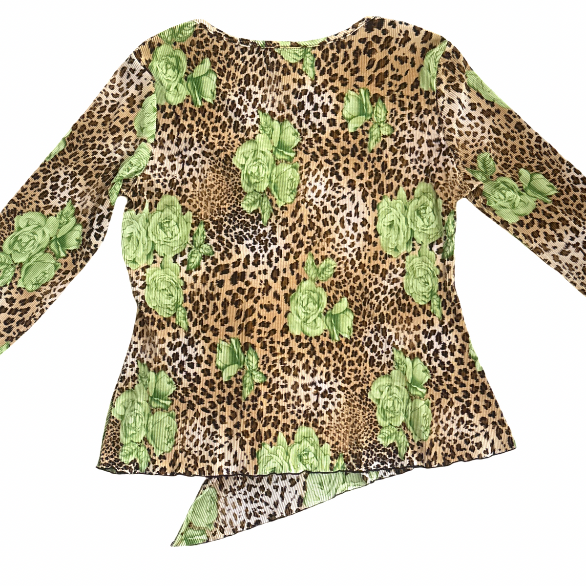 Vintage Y2K Leopard Rose Print Babydoll Top