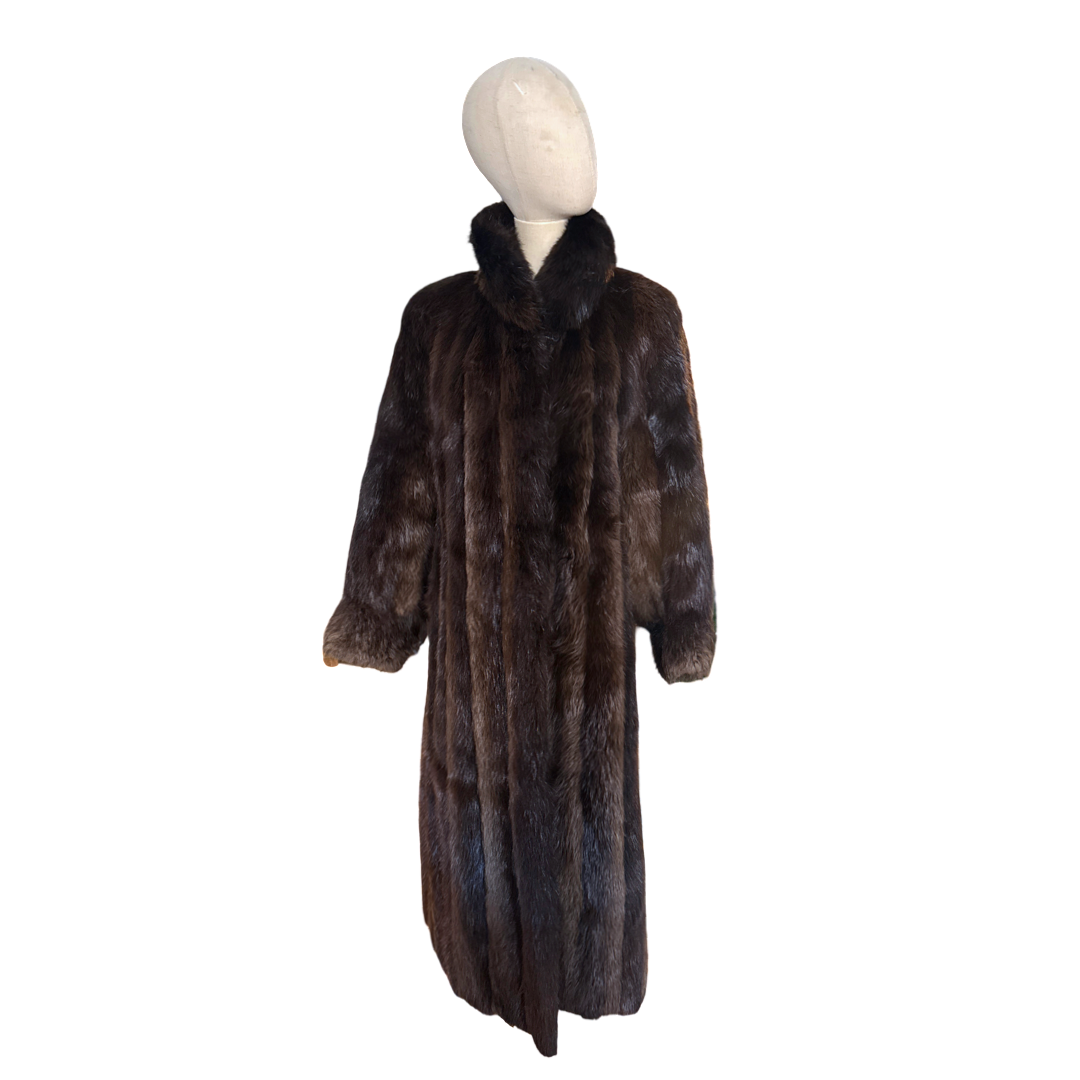 Vintage Brown Opposum Long Fur Coat