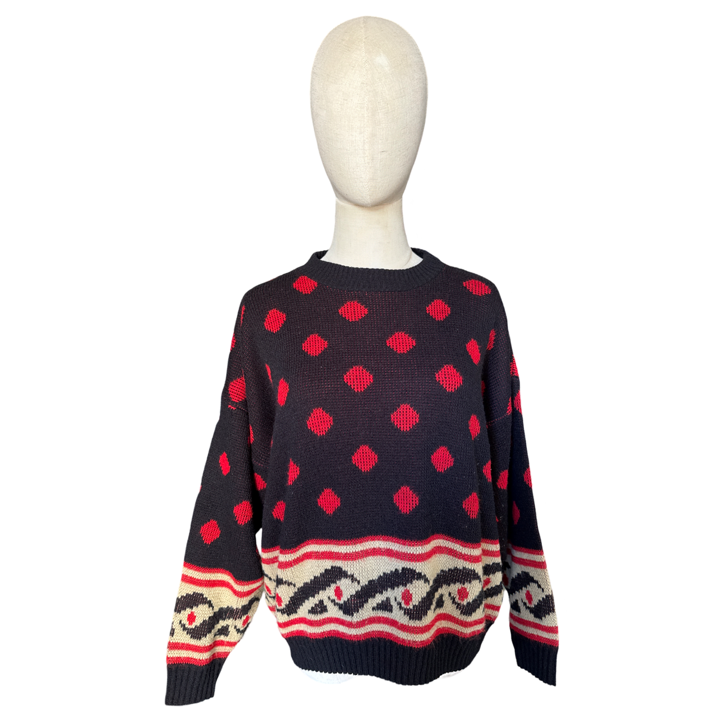 Vintage Printed Crew Neck Sweater