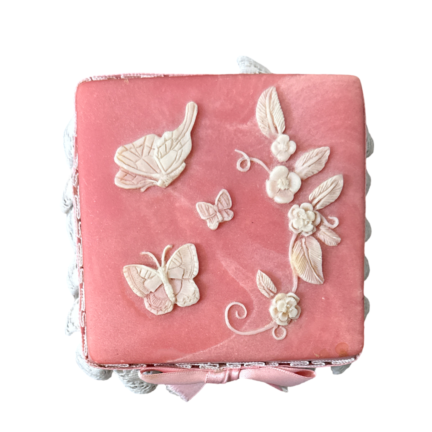 Vintage Lace Butterfly Trinket Box