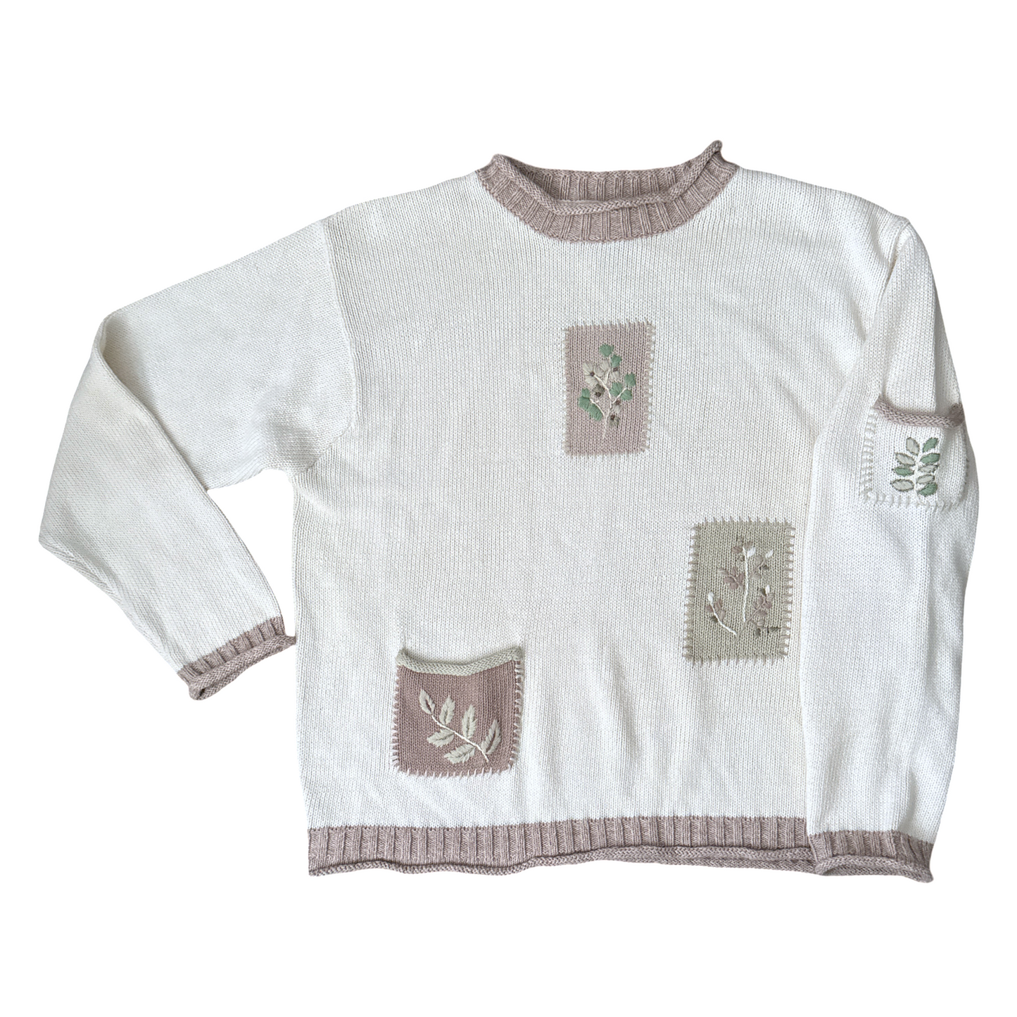 Vintage Plant Embroidered Sweater