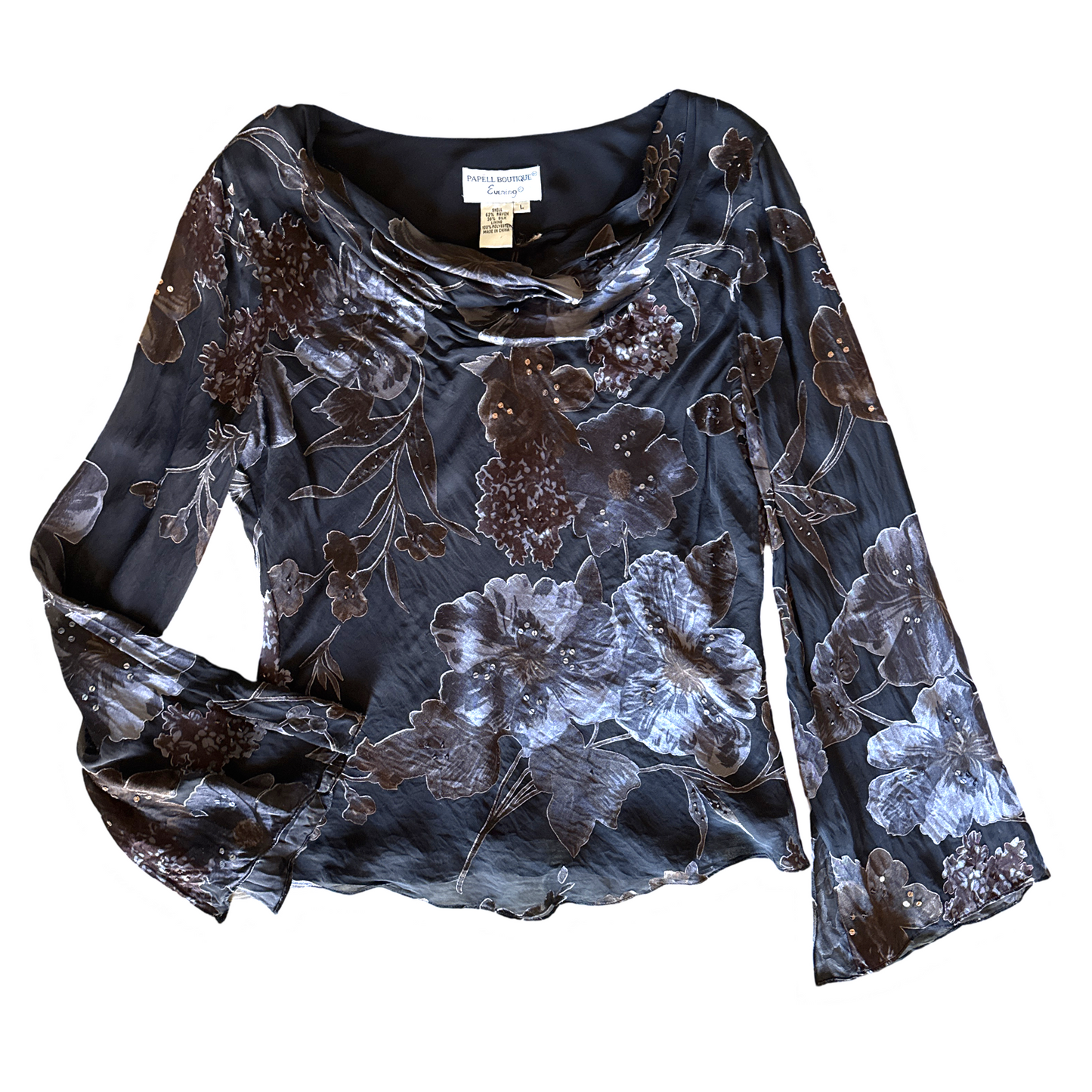 Vintage Silk Beaded Bell Sleeve Top