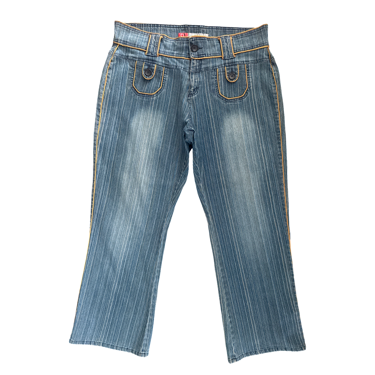 Vintage Y2K Pinstripe Embellished Flare Bootcut Jeans