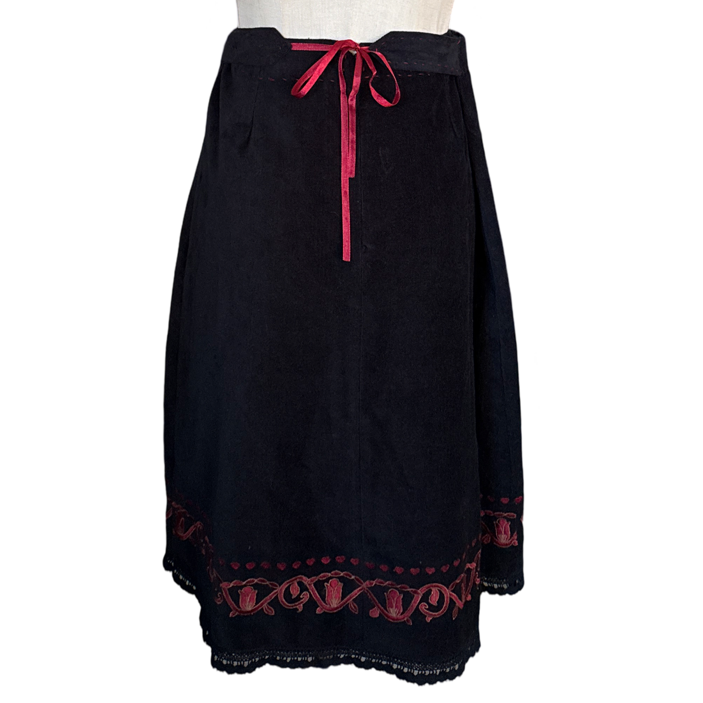 Vintage Velvet Heart Embroidered Mini Skirt