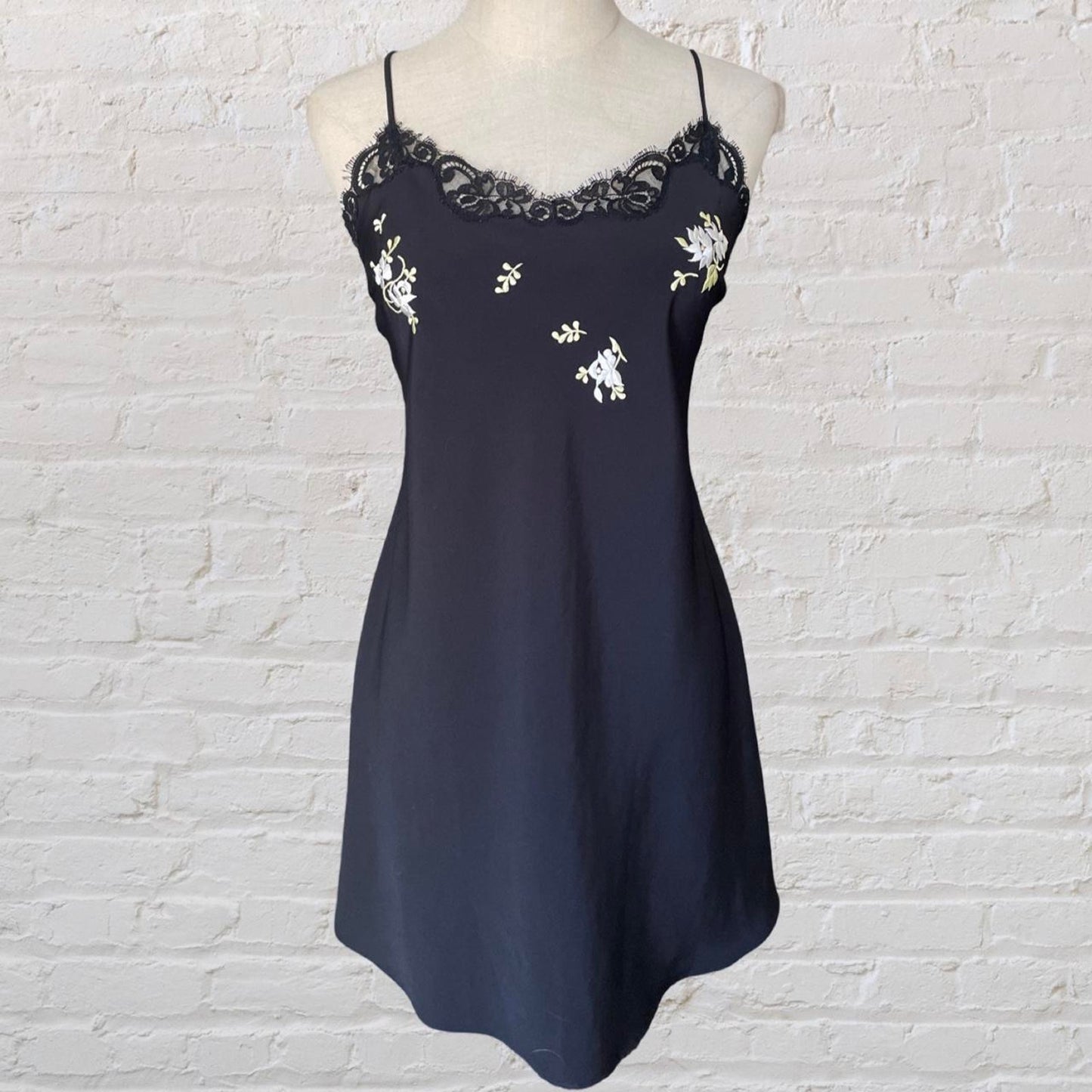 Vintage 90s Floral Embroidered Slip Dress