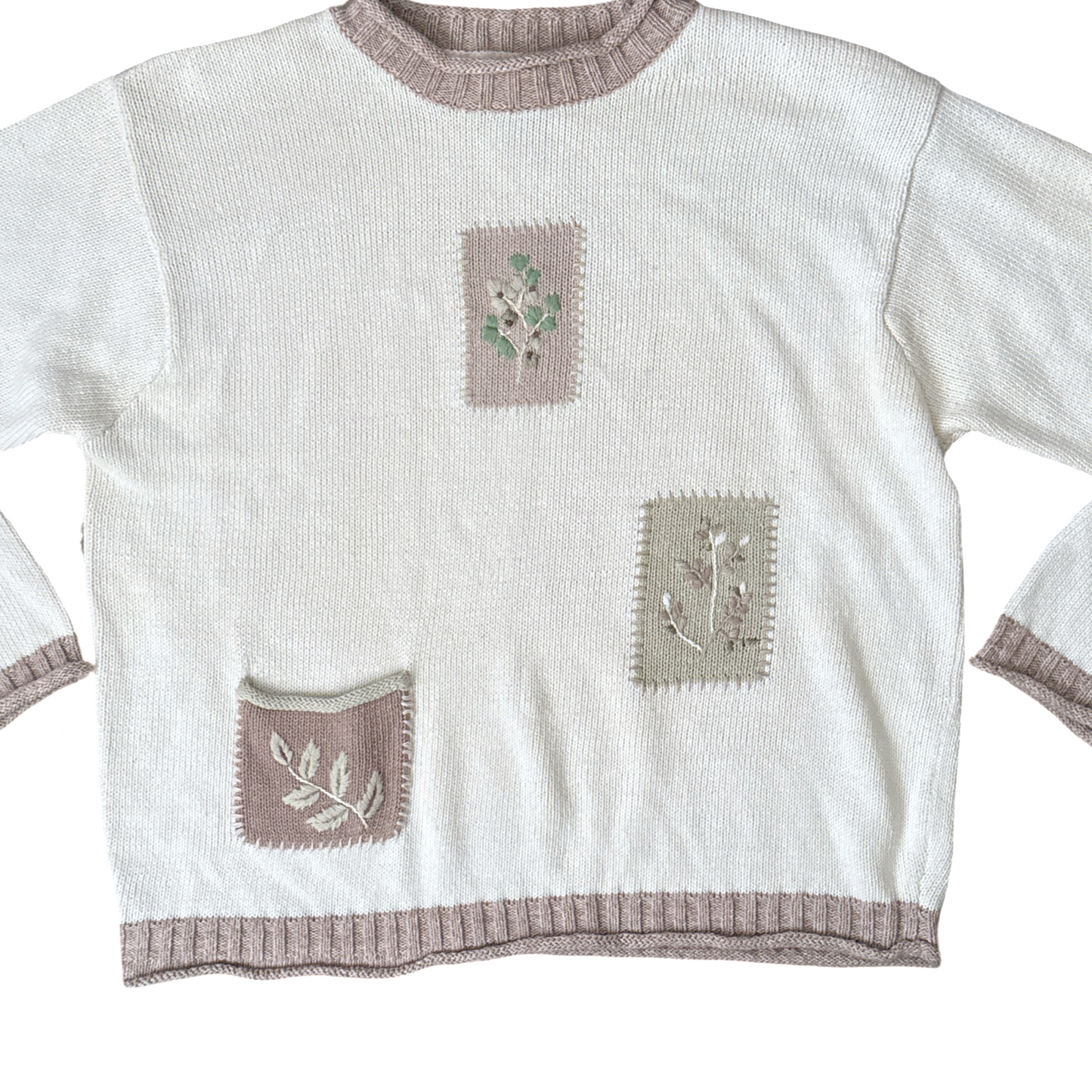 Vintage Plant Embroidered Sweater