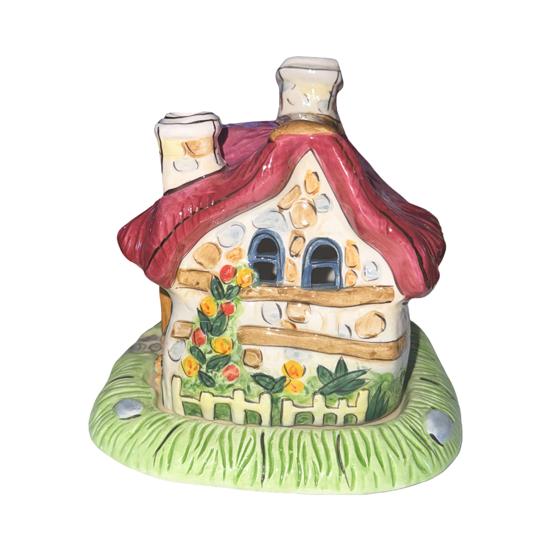 Vintage Ceramic Cat Cottage Candle Holder