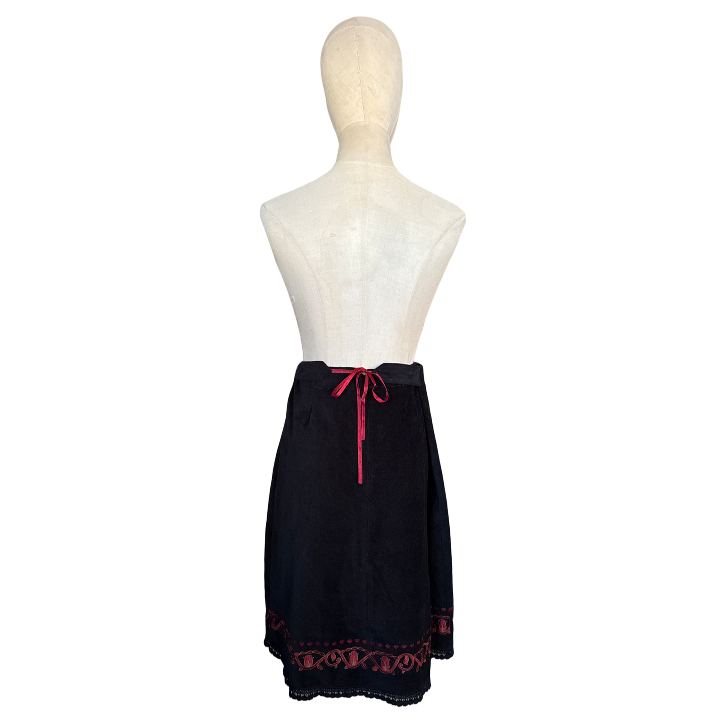 Vintage Velvet Heart Embroidered Mini Skirt