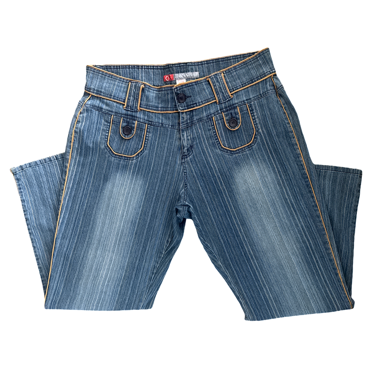 Vintage Y2K Pinstripe Embellished Flare Bootcut Jeans