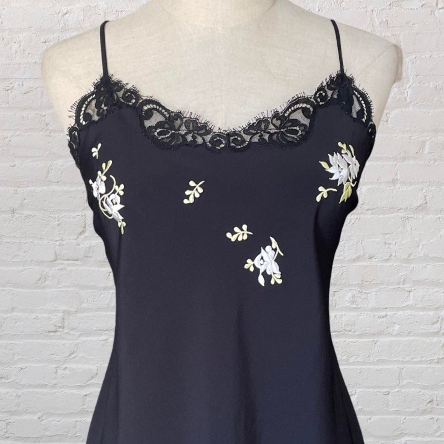 Vintage 90s Floral Embroidered Slip Dress