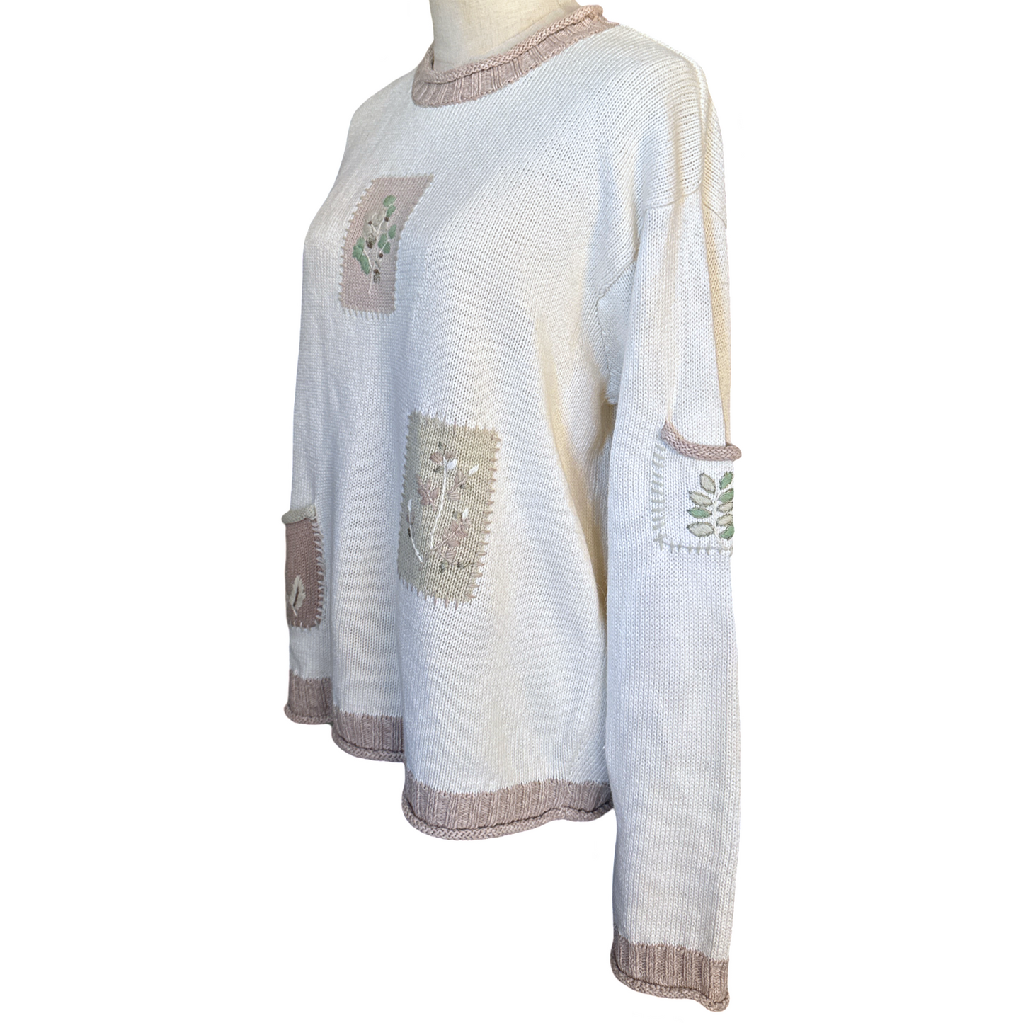 Vintage Plant Embroidered Sweater