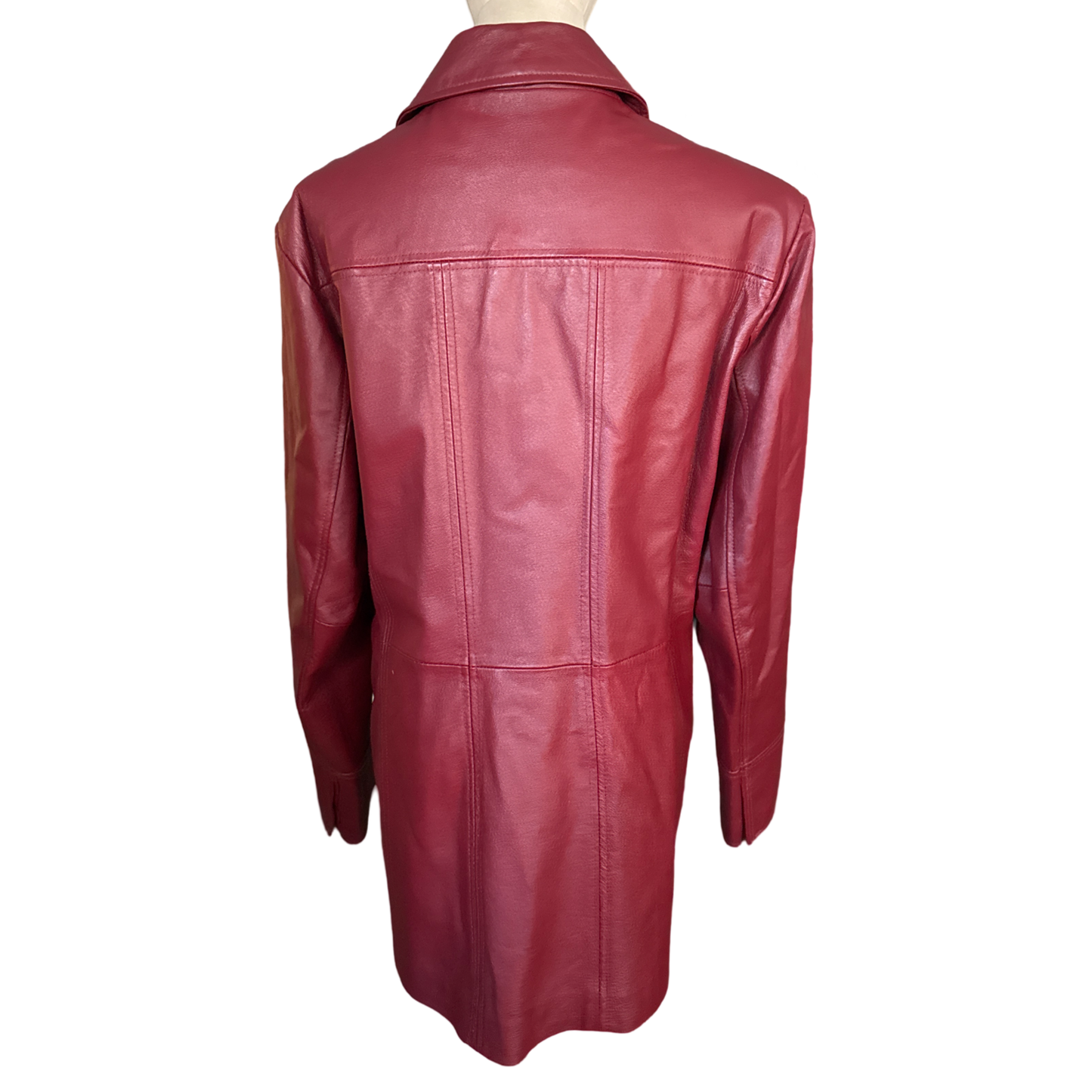 Vintage Red Leather Button Up Jacket