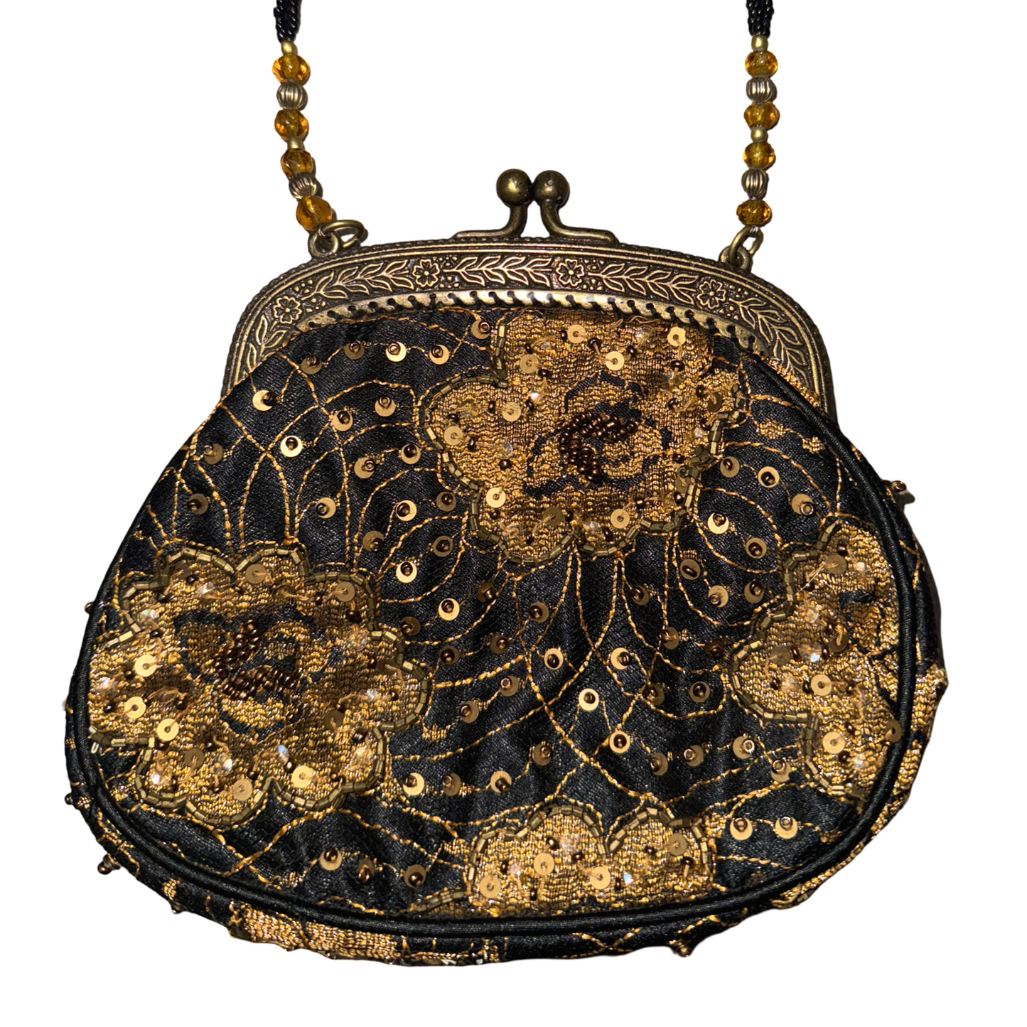 Vintage Floral Beaded Mini Hand Bag