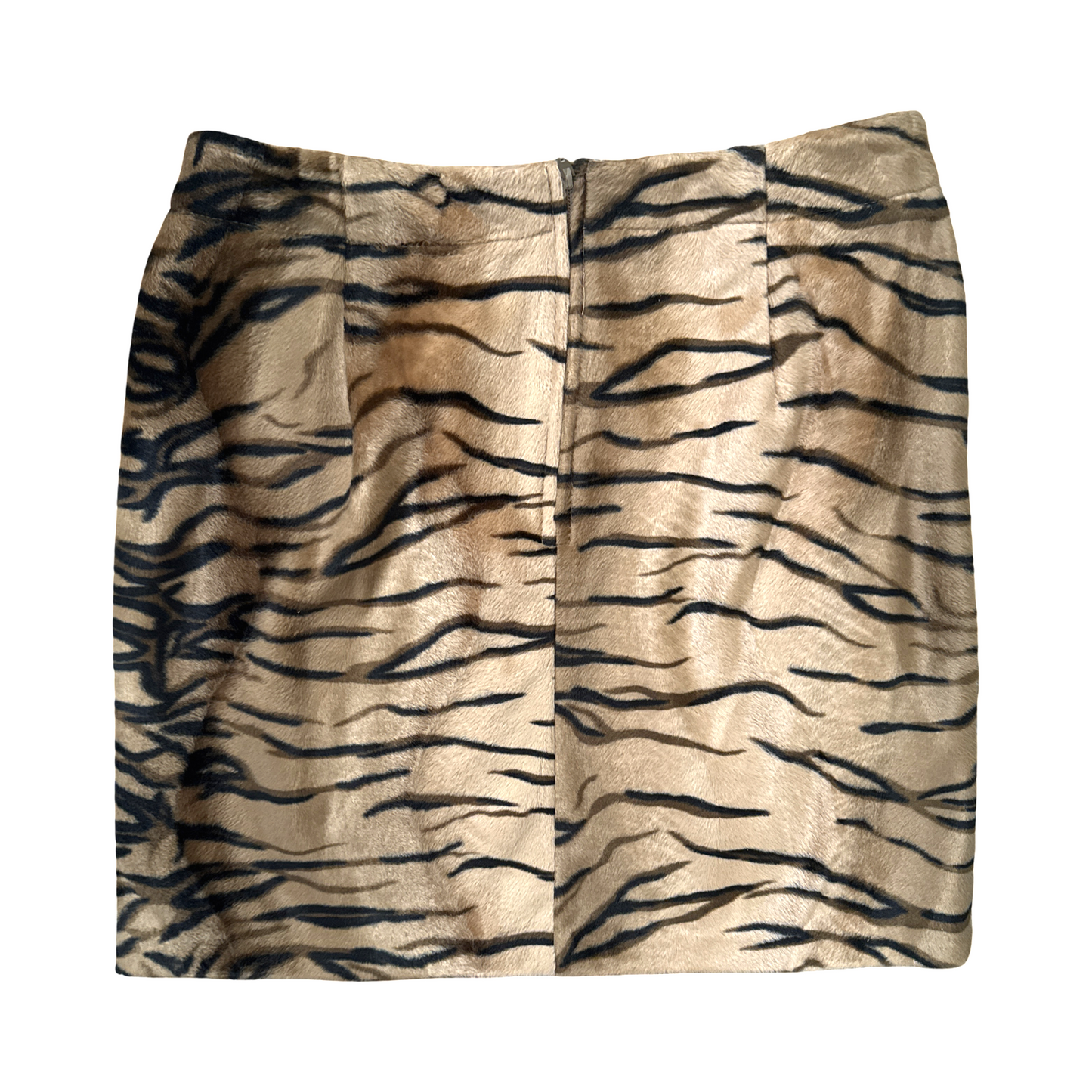 Vintage Tiger Print Faux Fur Mini Skirt