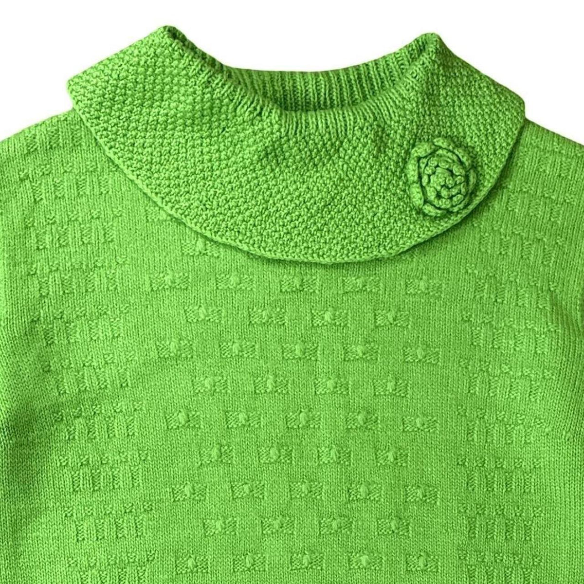 Vintage Green Flower Knit Sweater