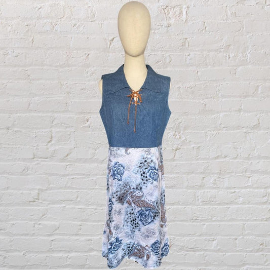 Vintage 90's Printed Denim Dress