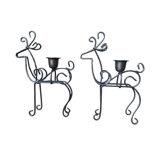 Vintage Reindeer Candle Holders