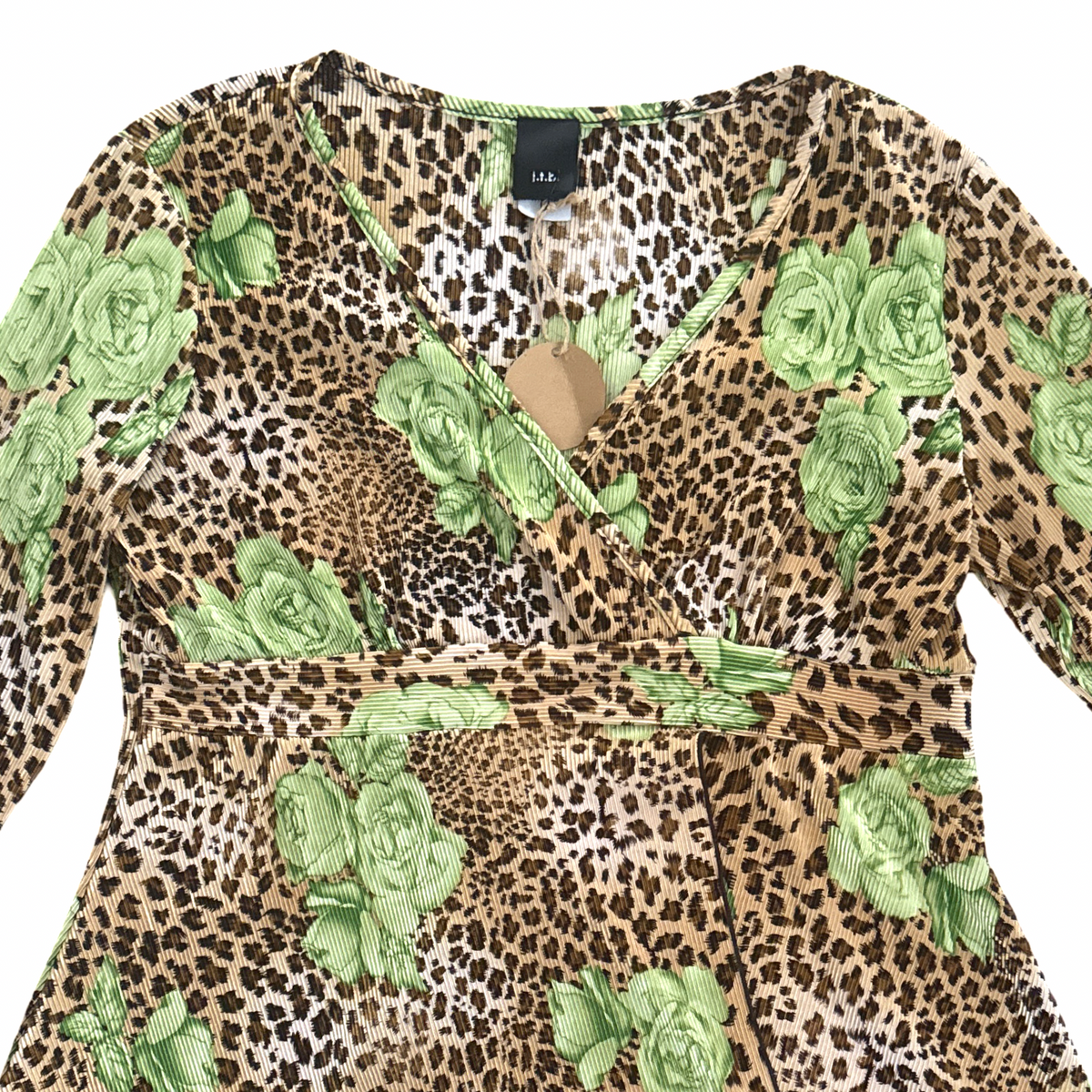 Vintage Y2K Leopard Rose Print Babydoll Top