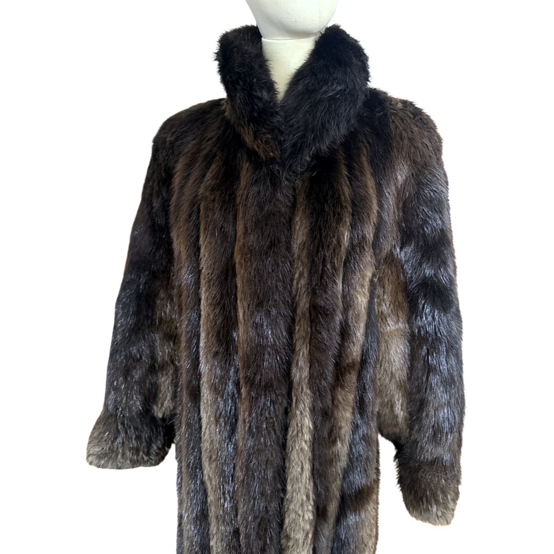 Vintage Brown Opposum Long Fur Coat