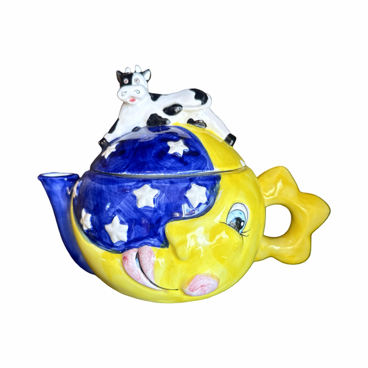 Vintage 1993 Celestial Cow Jumped Over the Moon Teapot