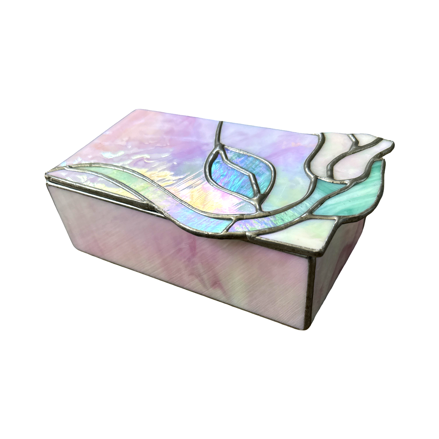 Vintage Stained Glass Trinket Box