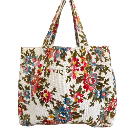 Vintage 60s Floral Carpet Shoulder Bag