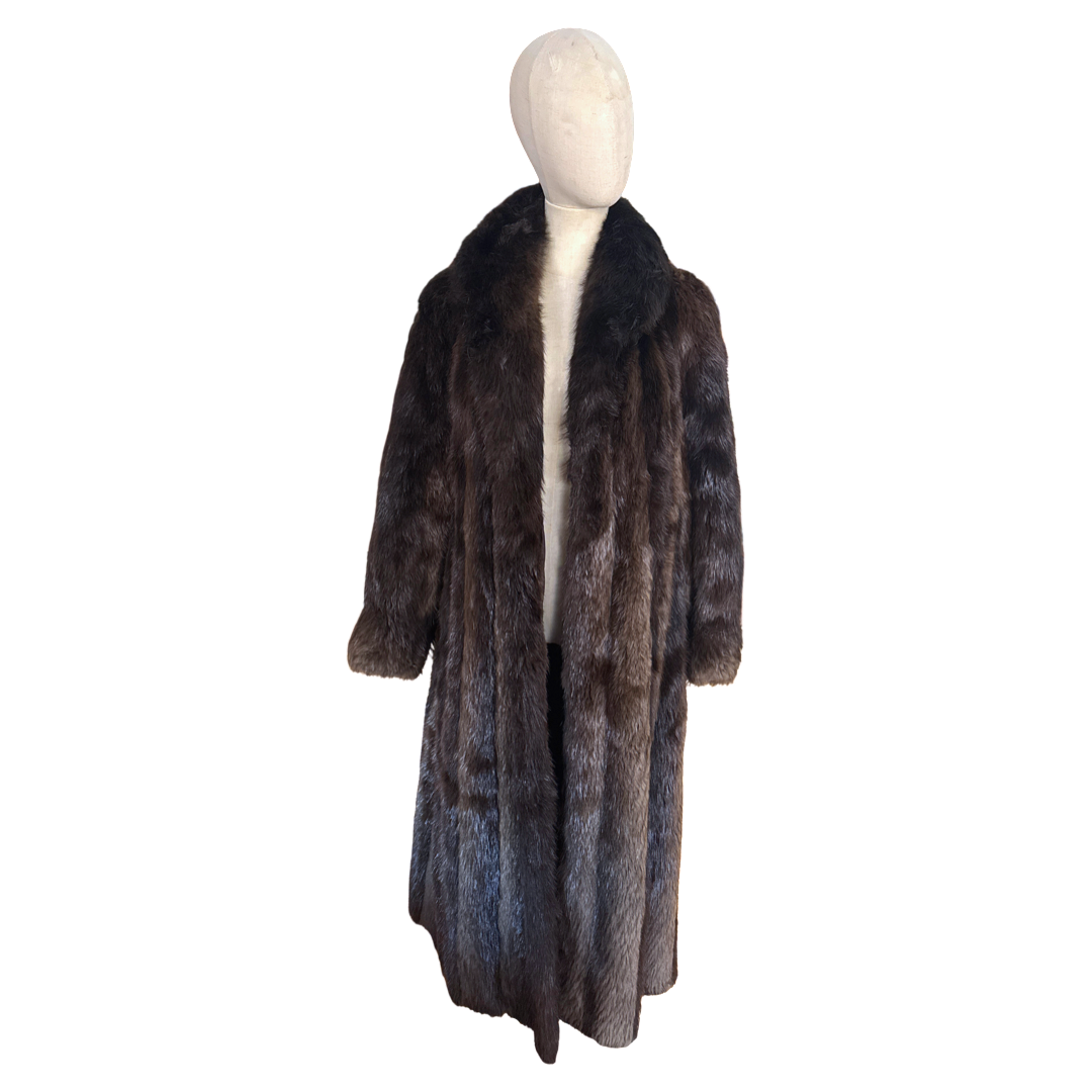 Vintage Brown Opposum Long Fur Coat