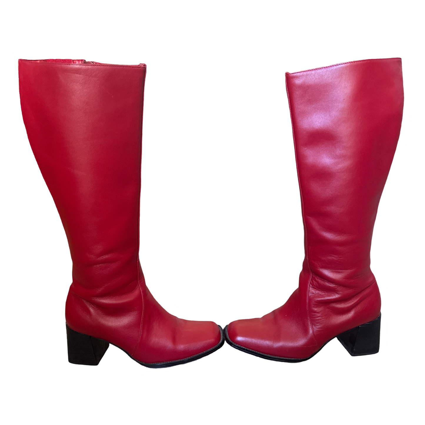 Y2k Genuine Leather Square Toe Boots