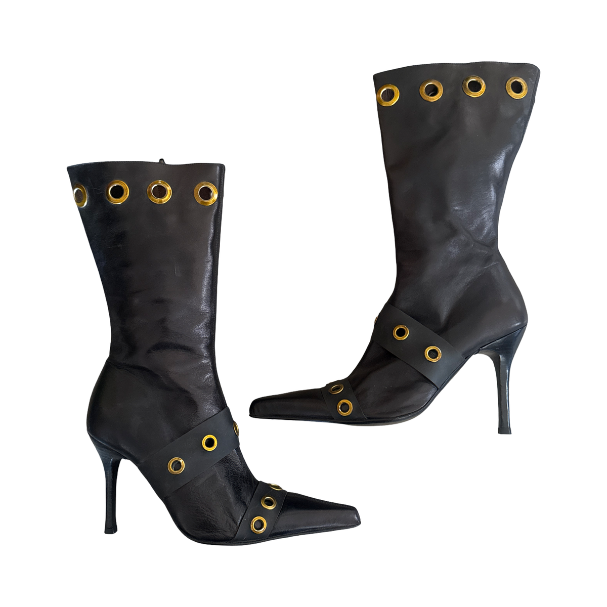 Vintage Paloma Barcelo Leather Grommet Boots