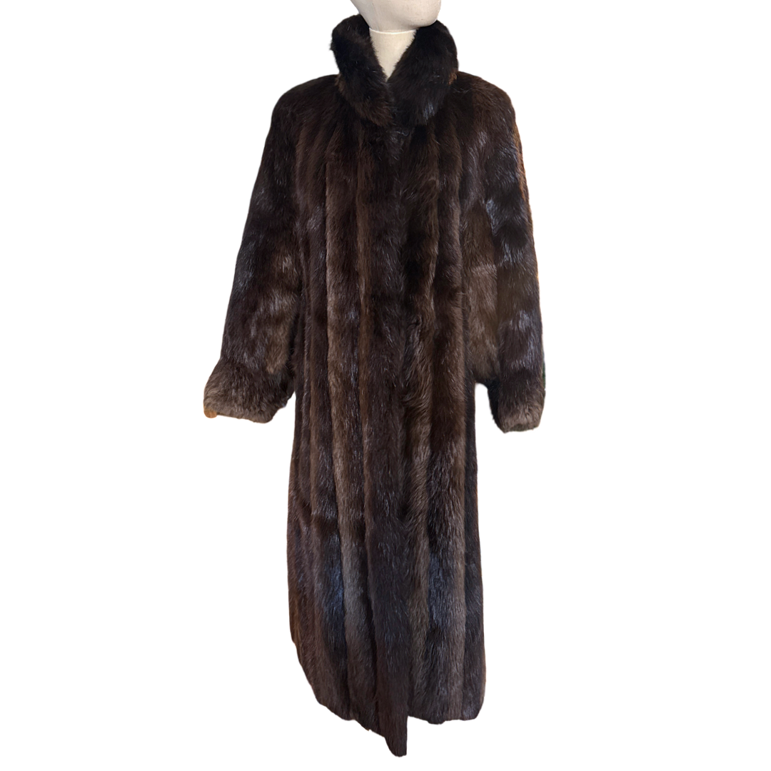 Vintage Brown Opposum Long Fur Coat