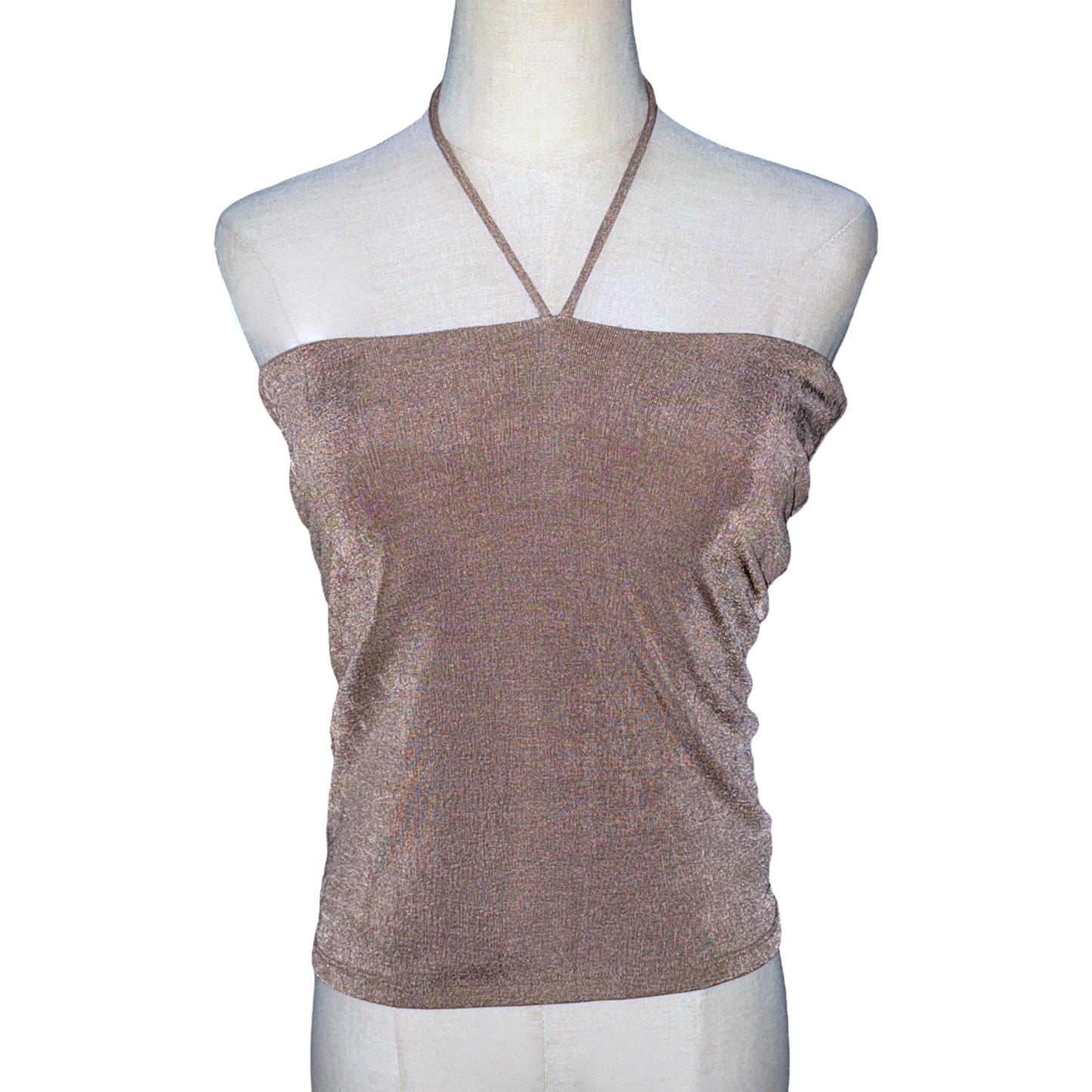 Brown Lurex Halter Top
