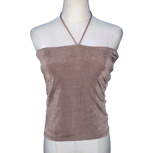 Brown Lurex Halter Top