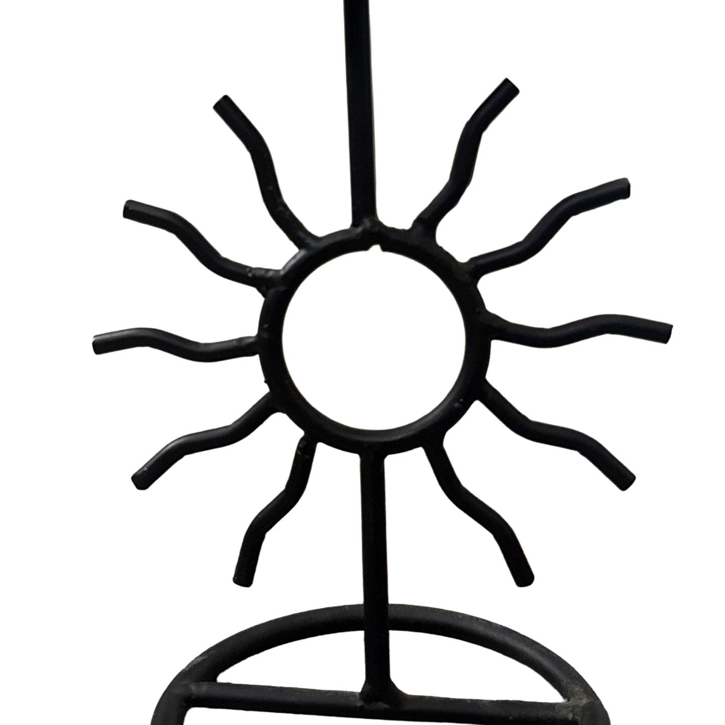 Vintage Celestial Sun Black Iron Candle Holder