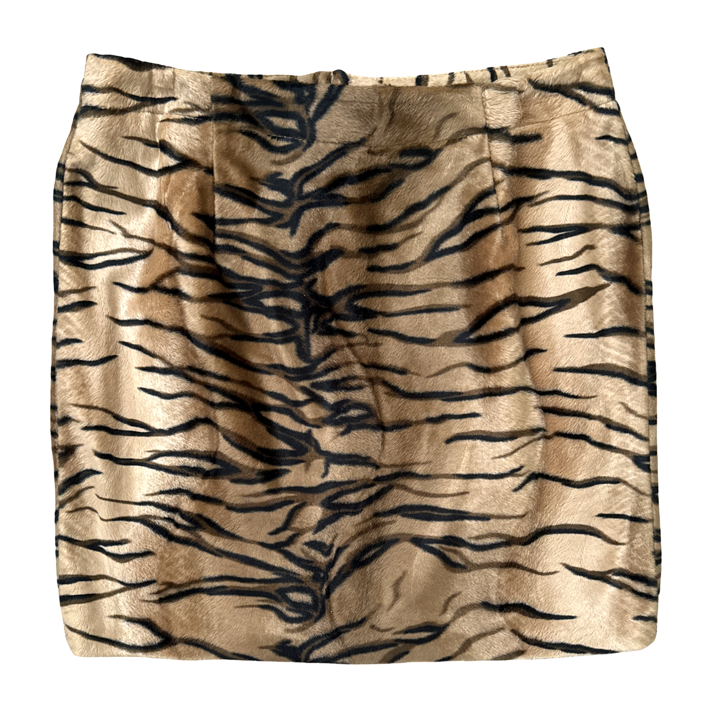 Vintage Tiger Print Faux Fur Mini Skirt