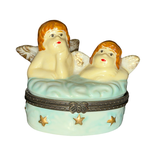 Vintage Celestial Cherub Trinket Box