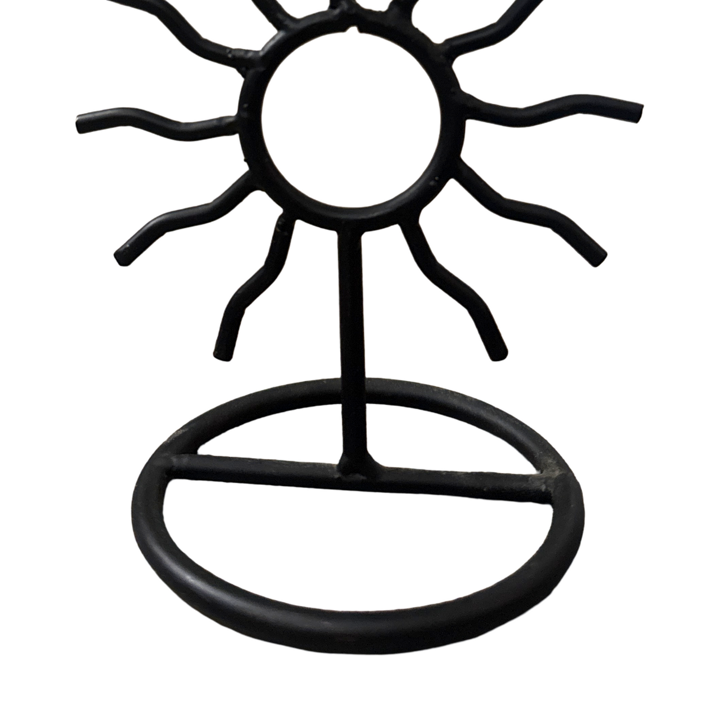 Vintage Celestial Sun Black Iron Candle Holder