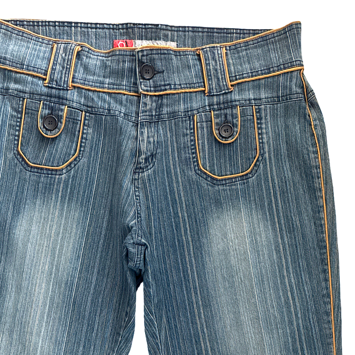 Vintage Y2K Pinstripe Embellished Flare Bootcut Jeans