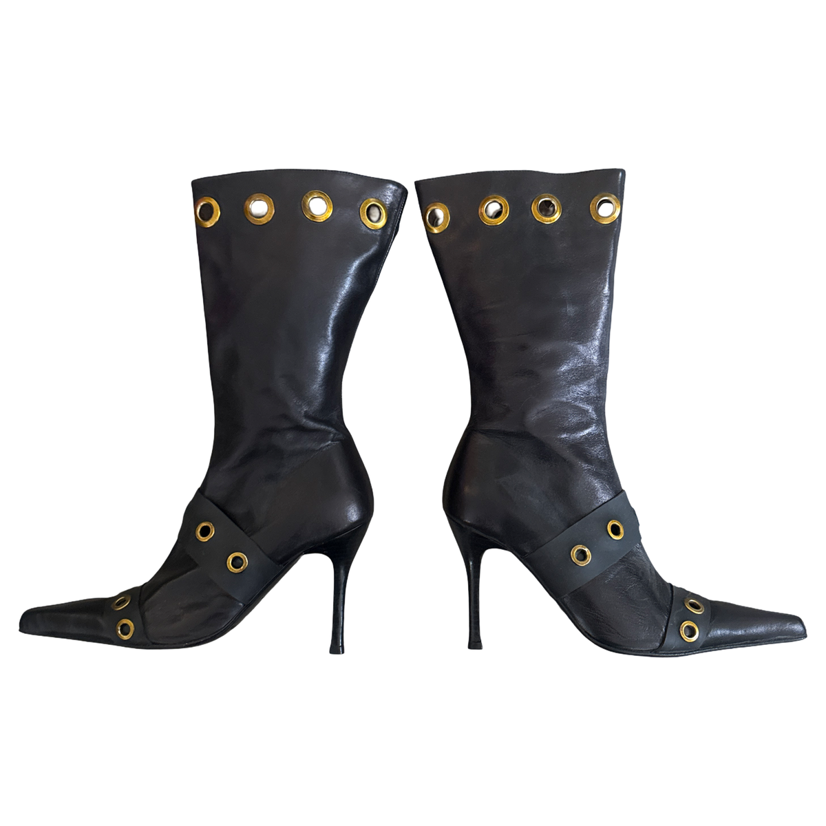 Vintage Paloma Barcelo Leather Grommet Boots